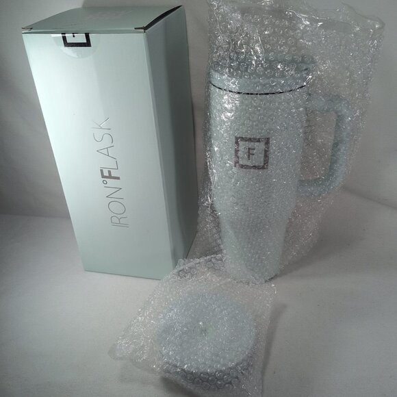 Iron Flask Copilot Tumbler Water Bottle Light Blue 40 Oz Set 2 Lids With Box NOB - Picture 6 of 13